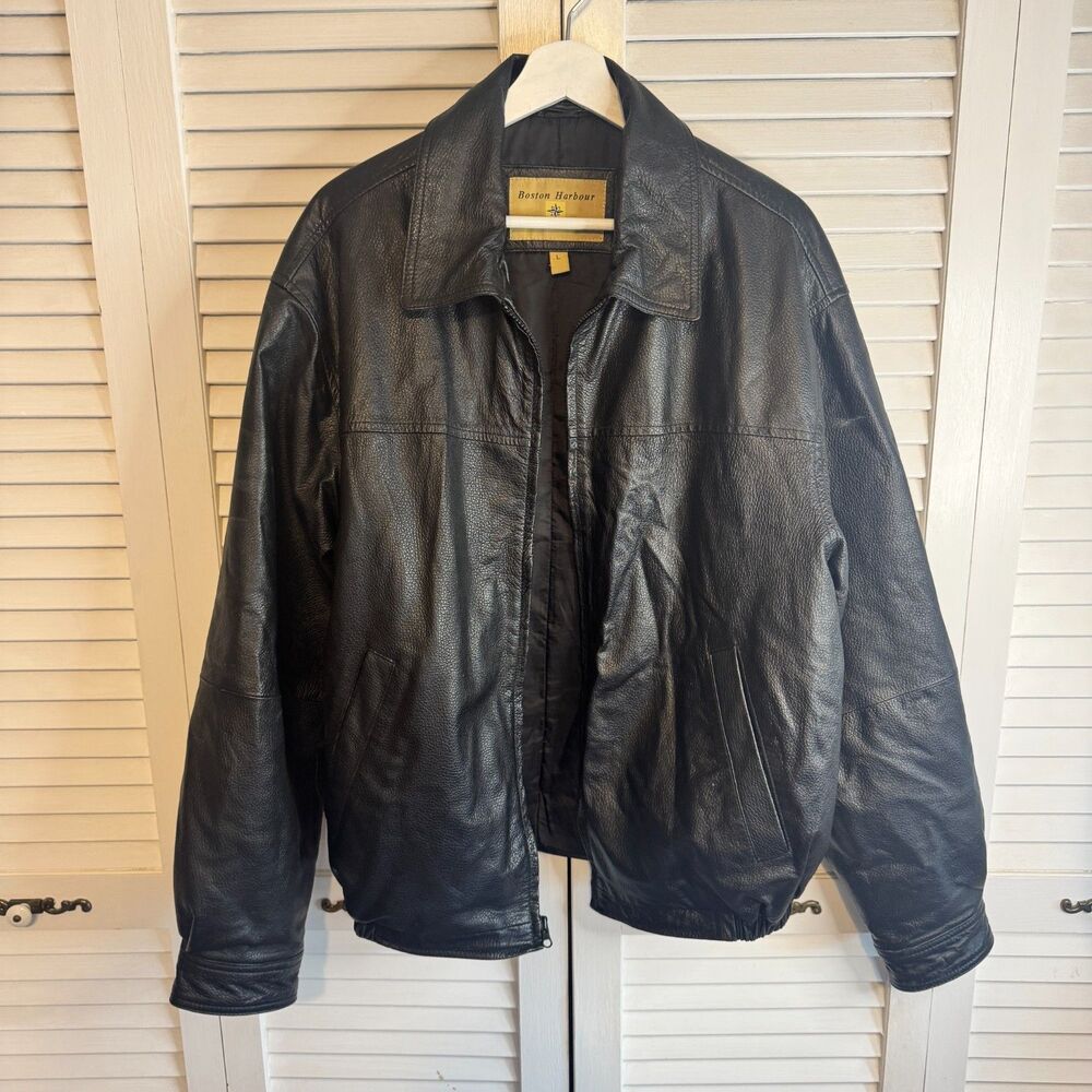VINTAGE MEN'S BOSTON HARBOUR OUTDOORWEAR GENUINE LEATHER SZ‎ LARGE